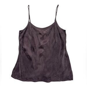 Pure + Good Satin Camisole Tank Top Cupro Gray Vegan Silk Womens Size Large Soft